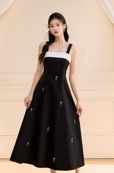 Swing A-line Long Suspender Dress OSH0156