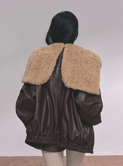 American Navy Collar Leather Jacket DIA0615