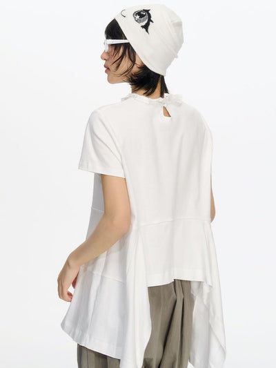 Ruffled Irregular Hem T-shirt NEC0205