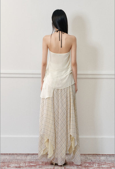 Rose Halter Strap Top/Plaid Skirt AGM0172