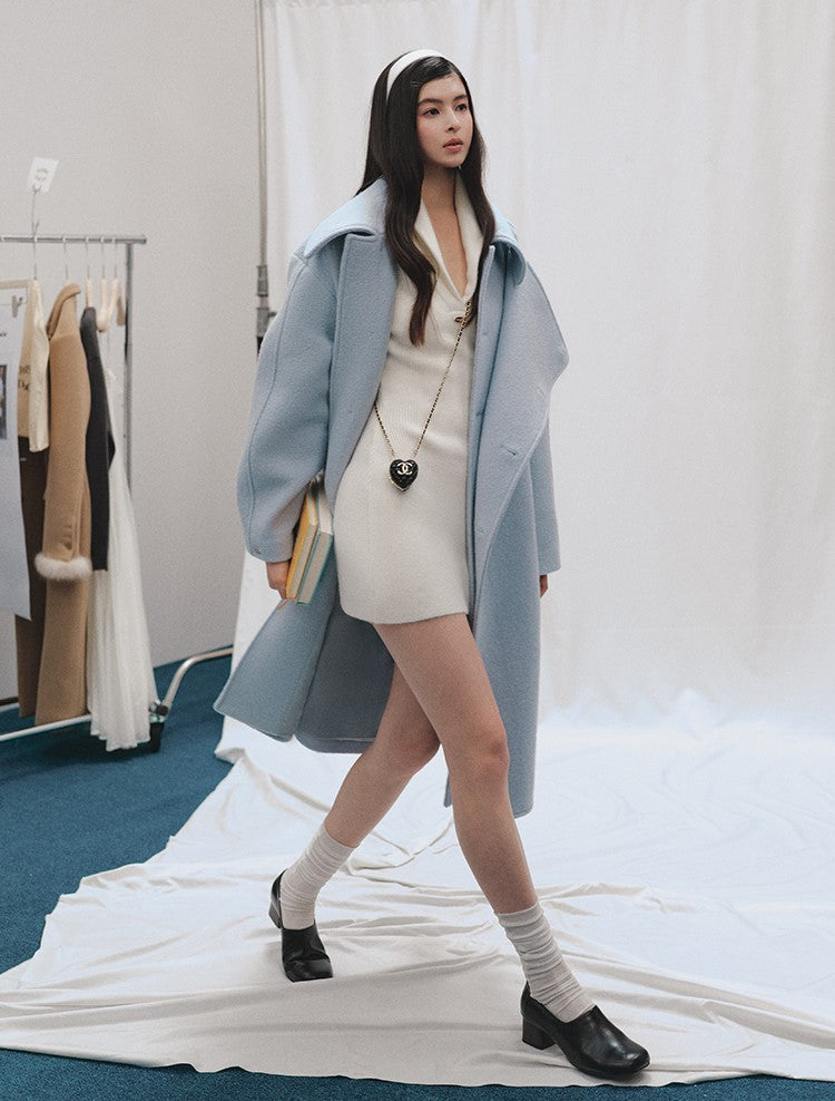 Elegant Mid-Length Wool Belt Coat LAL0244