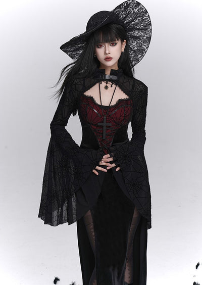 Spider Web Design Slit Strap Dress/Shawl LAD0241