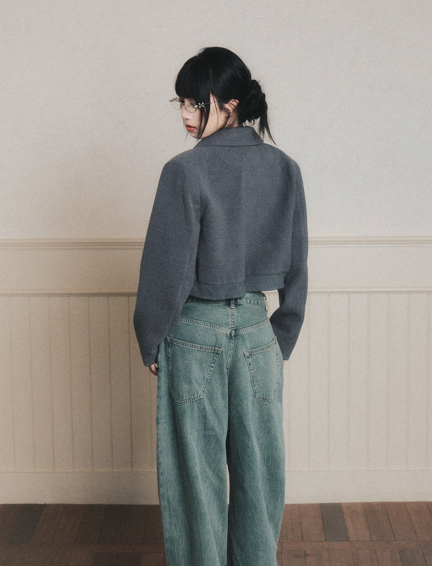 Gray Lapel Short Jacket LUL0189
