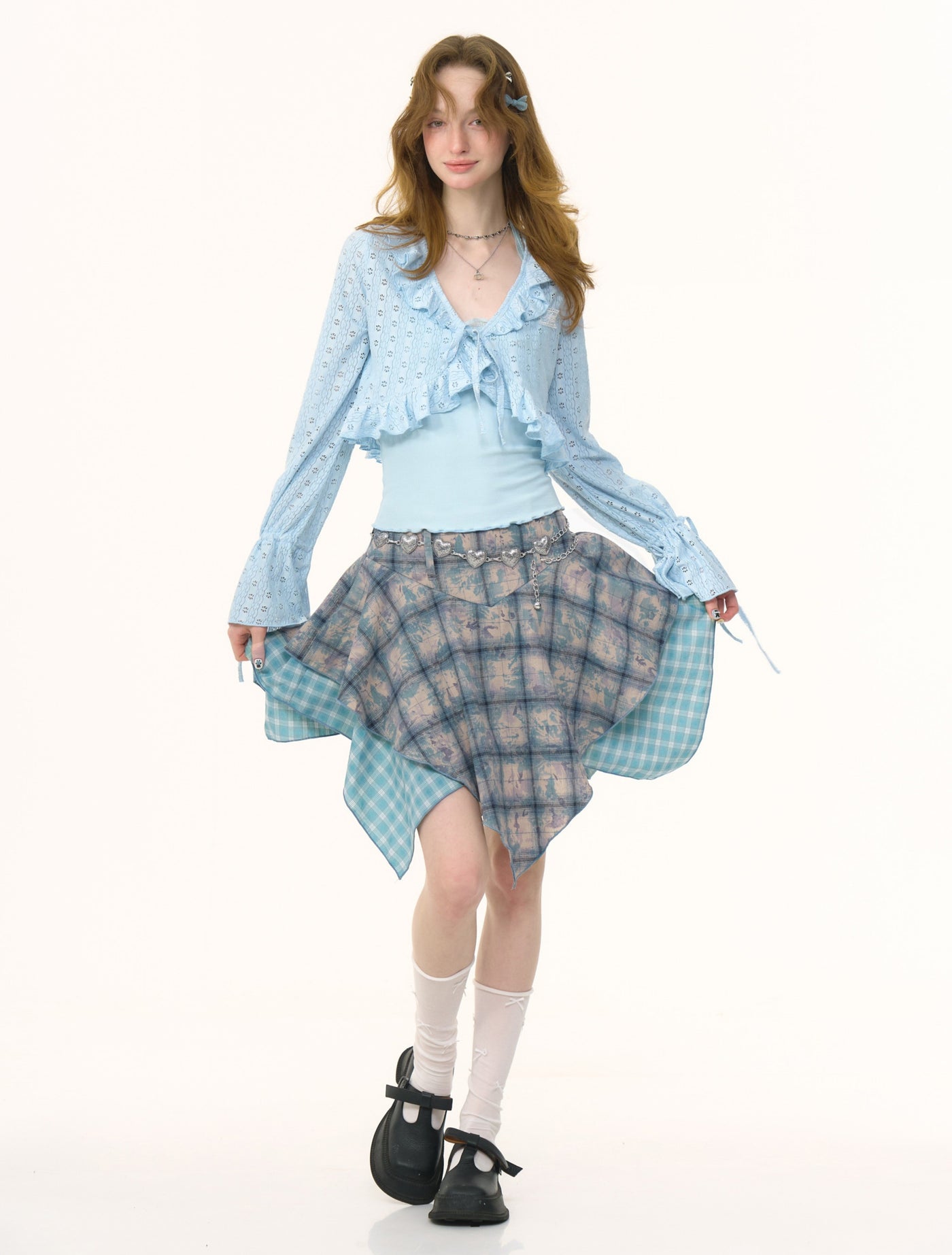 Irregular Tie-dyed Plaid Skirt ZIZ0258