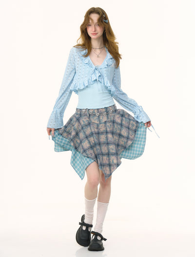 Irregular Tie-dyed Plaid Skirt ZIZ0258