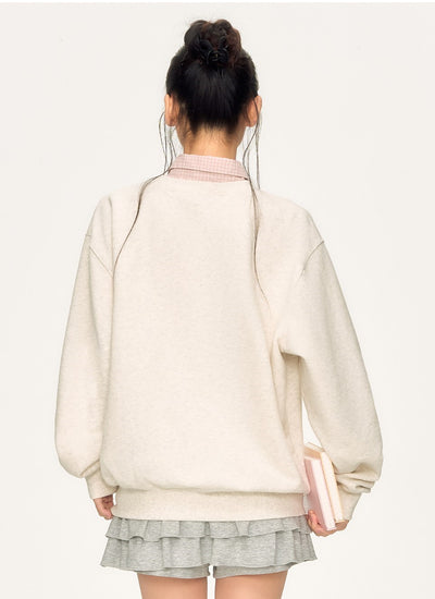 Plaid Shirt Collar Long-Sleeved Sweatshirt WEE0060