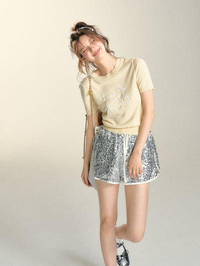 French Bow Floral Short Sleeves Knit SOM0004