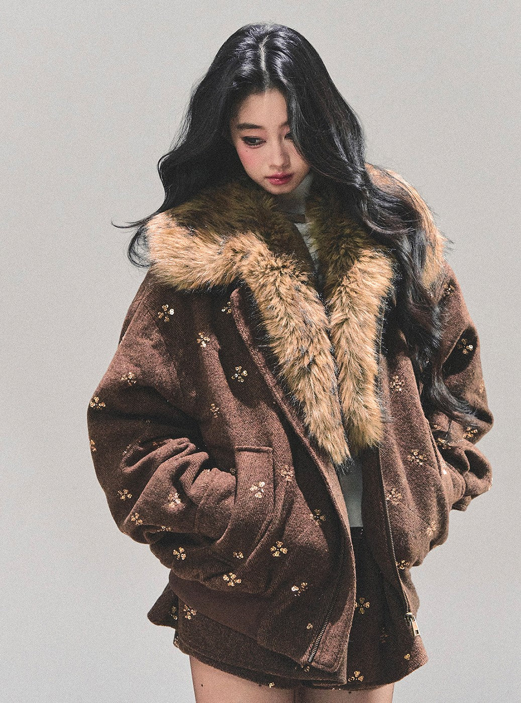 Sequins Decorated Quilted Jacket/Skirt DIA0688