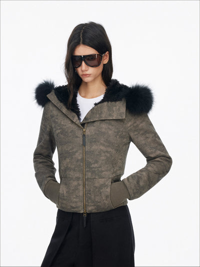 Fur Collar Hooded Sweatshirt Jacket SAL0201