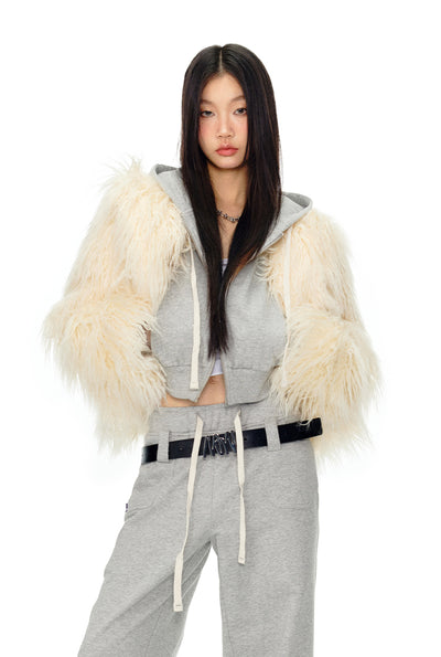 Soft Light Fold-over Collar Fur Jacket NOT0148