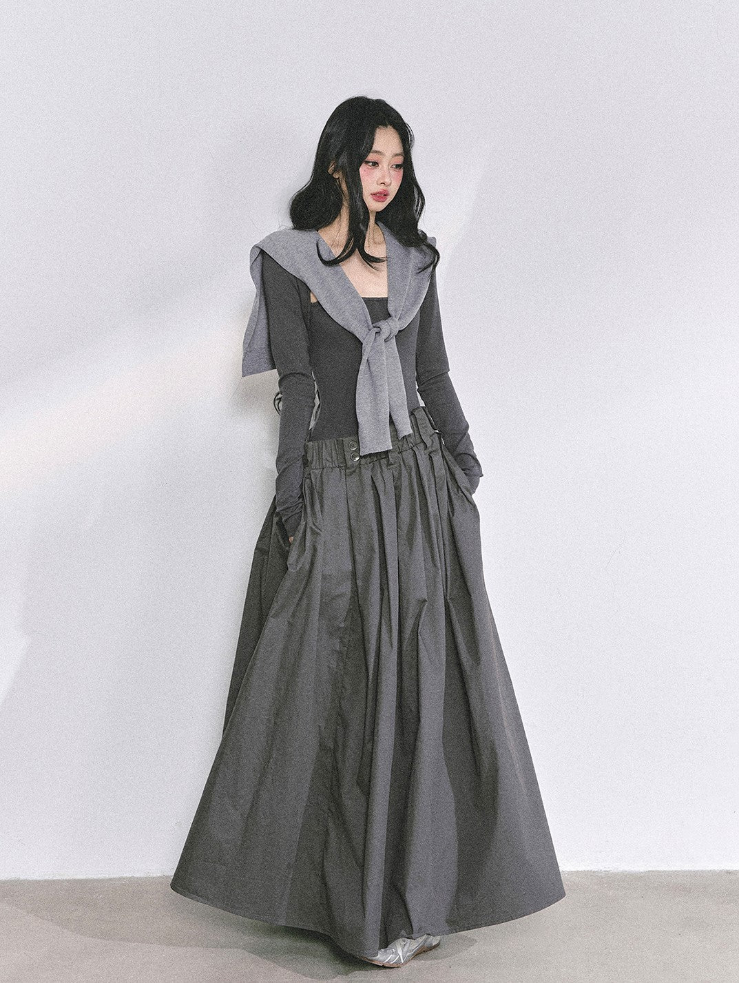 Slim Pleated Long Dress DIA0558