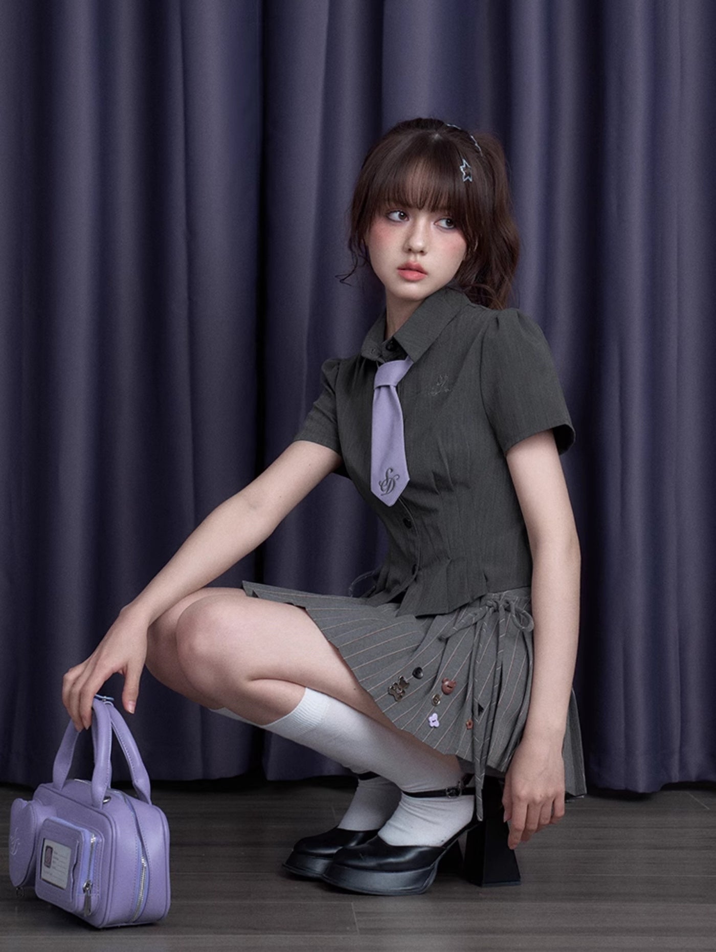 Buttoned Pleated Skirt Pants SAG0280