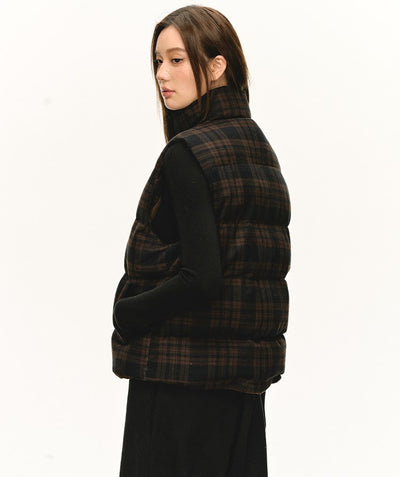 Retro Plaid Stand-up Collar Vest Jacket ANA0100