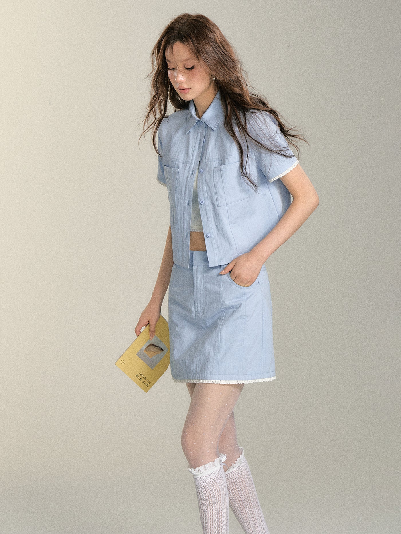 Lace-up Short-sleeved Polo Shirt /Skirt SOM0001