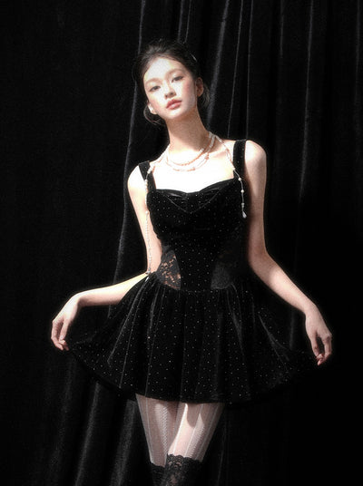 French Lace Waisted Tutu Skirt Dress/Short Fur Jacket DIA0261