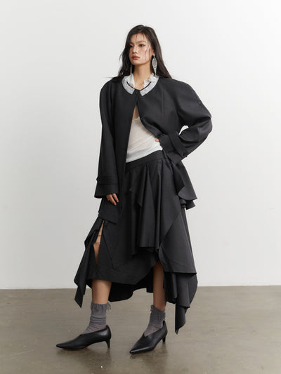 Ruffled Silhouette Suit Jacket JNY0259