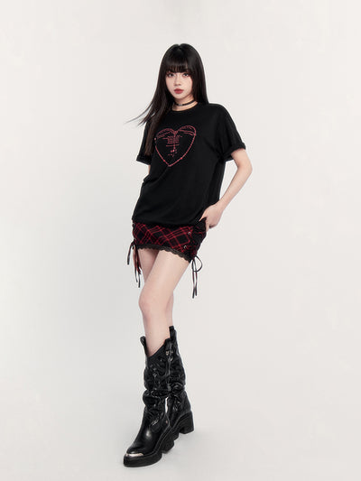 Round Neck Dark Love Printed Loose T-shirt VOC0226