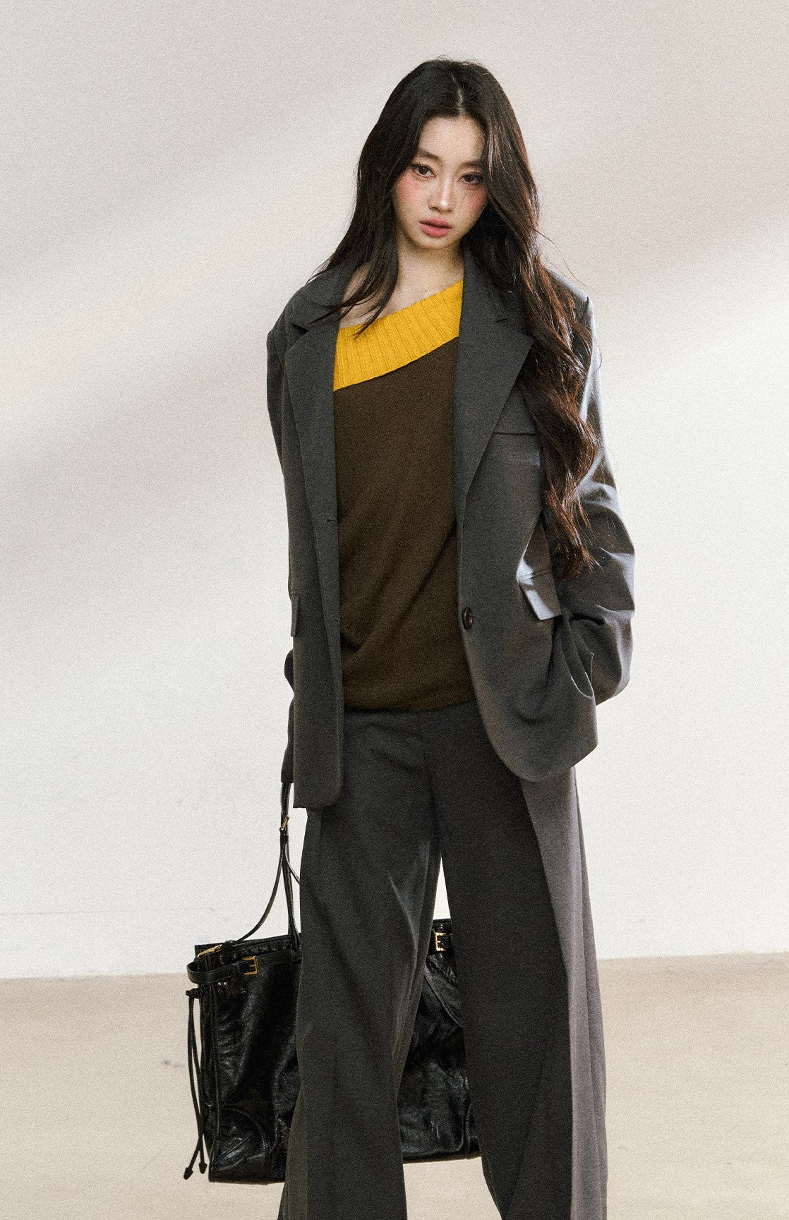 Dark Gray Mid-length Suit Jacket SHI0222
