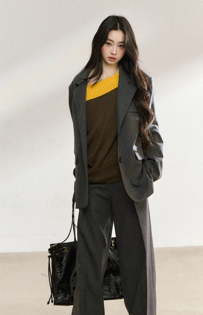 Dark Gray Mid-length Suit Jacket SHI0222