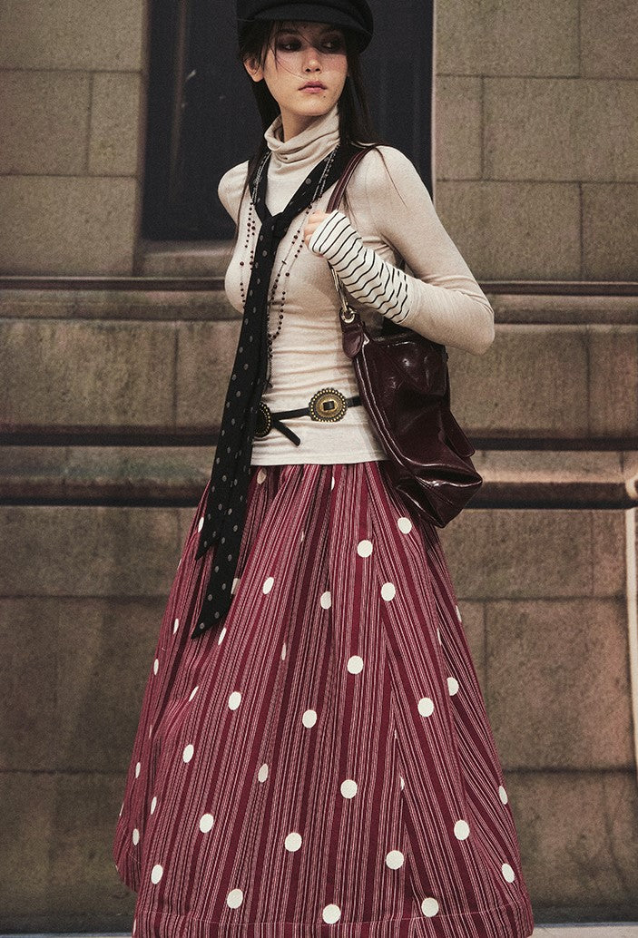 Striped Polka Dot A-line Puffy Skirt OFA0285