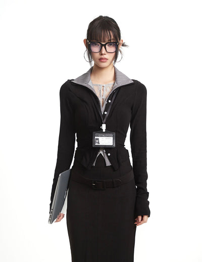 Fake Two-piece Slim Long-sleeved T-shirt UNC0292