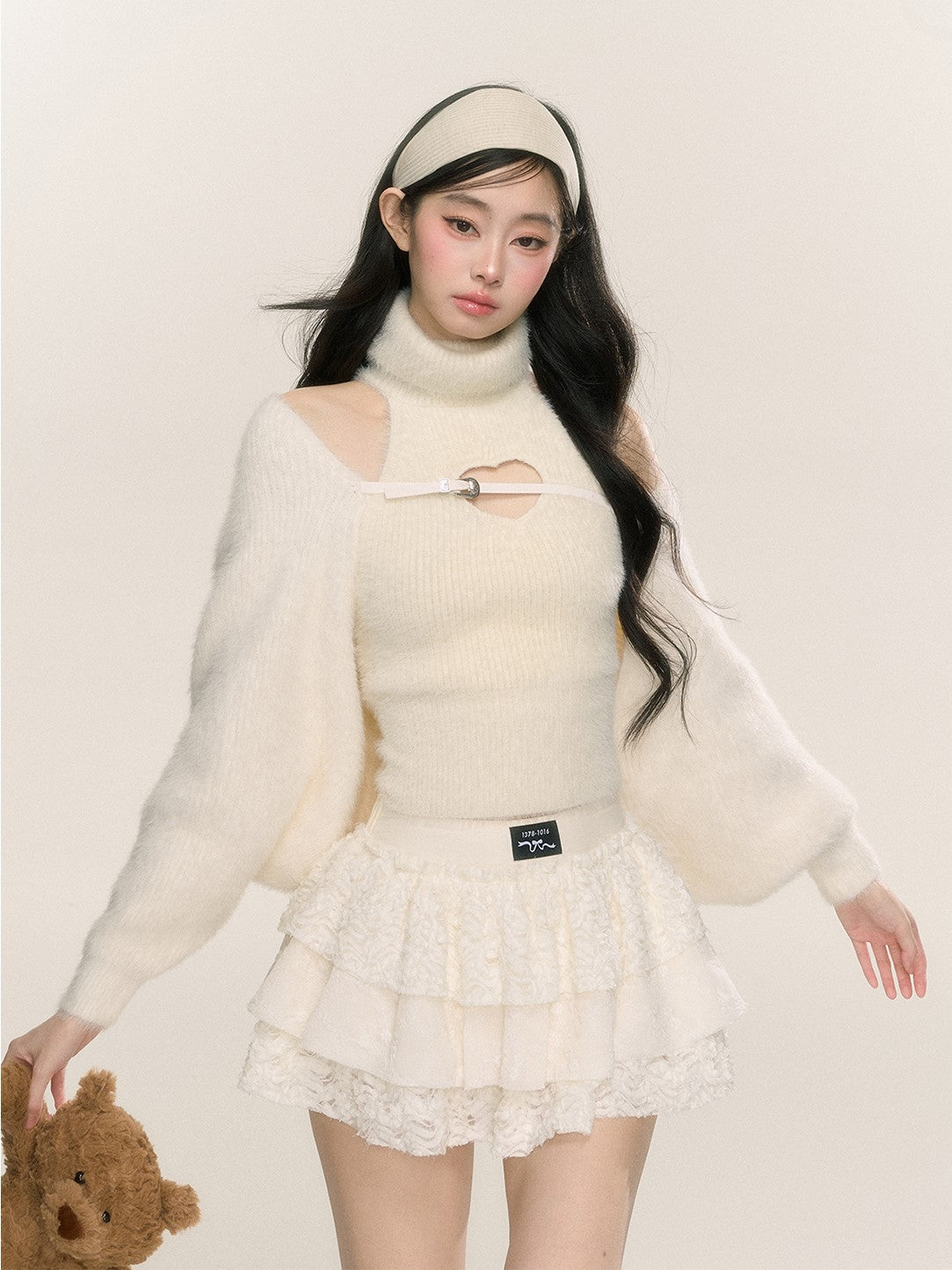 Special High Collar Lazy Style Soft Layered Knitted Top DIA0238