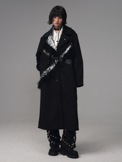 Punk Rock Print Patchwork Long Coat FRU0132