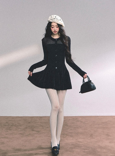 French Long-sleeved Knitted Dress DIA0642