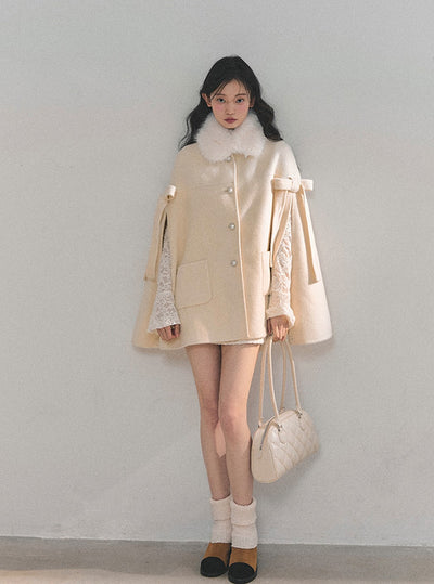 Snow Country Double-faced Wool Cape DIA0742