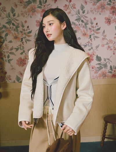 Hooded Suede Faux Fur Jacket LAL0239