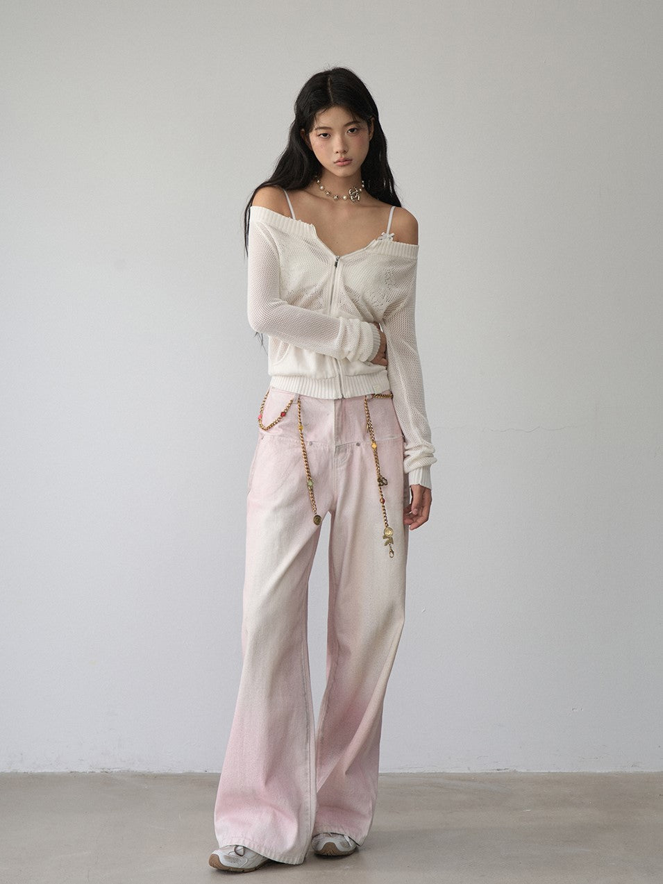 Washed Distressed Pink Jeans VIA0331