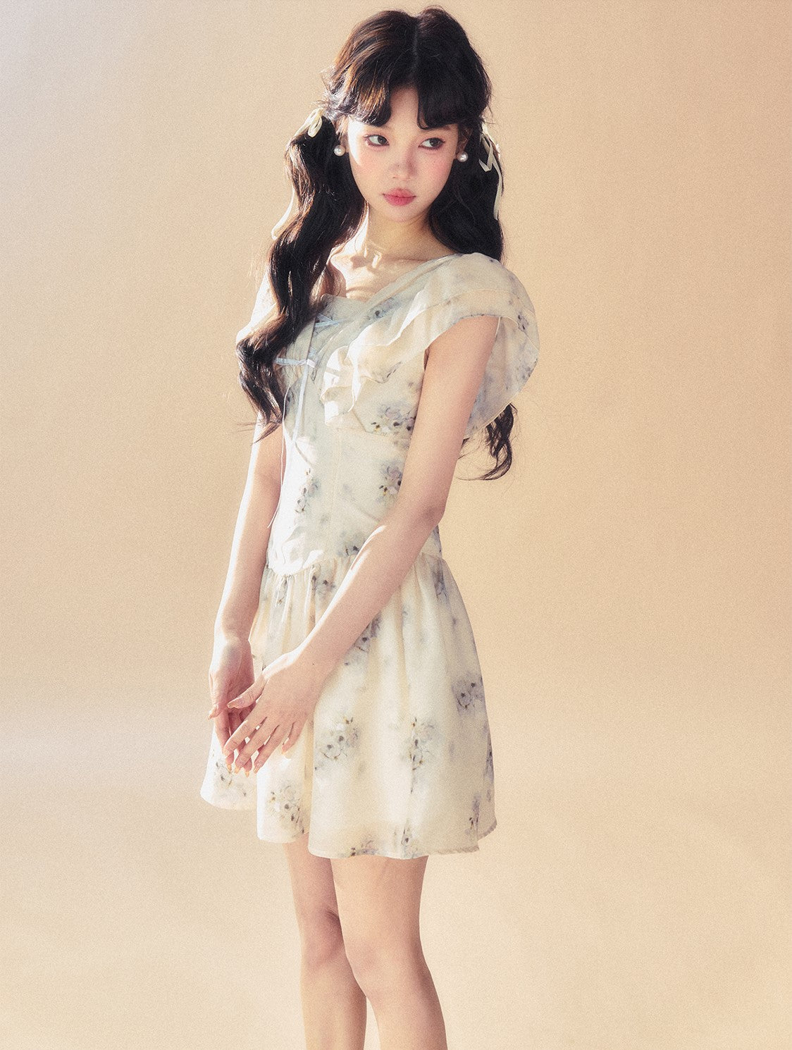 Bell Flower Small Flying Sleeve Dress SUN0055