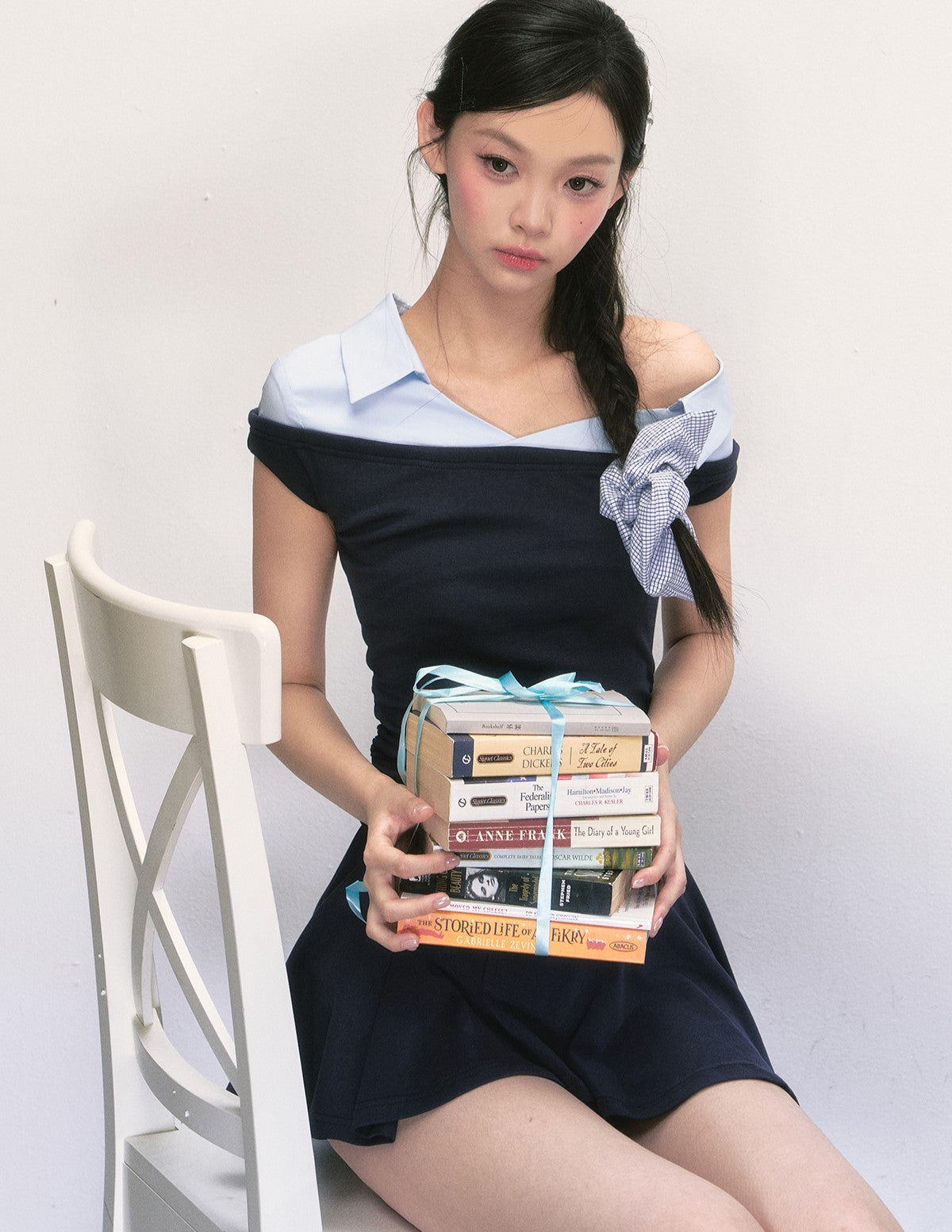 Off-shoulder Shirt Patchwork Dress WEE0003