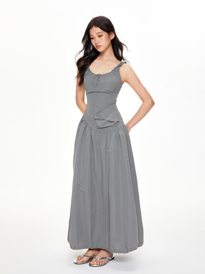 U-neck Suspender Long Dress APE0397