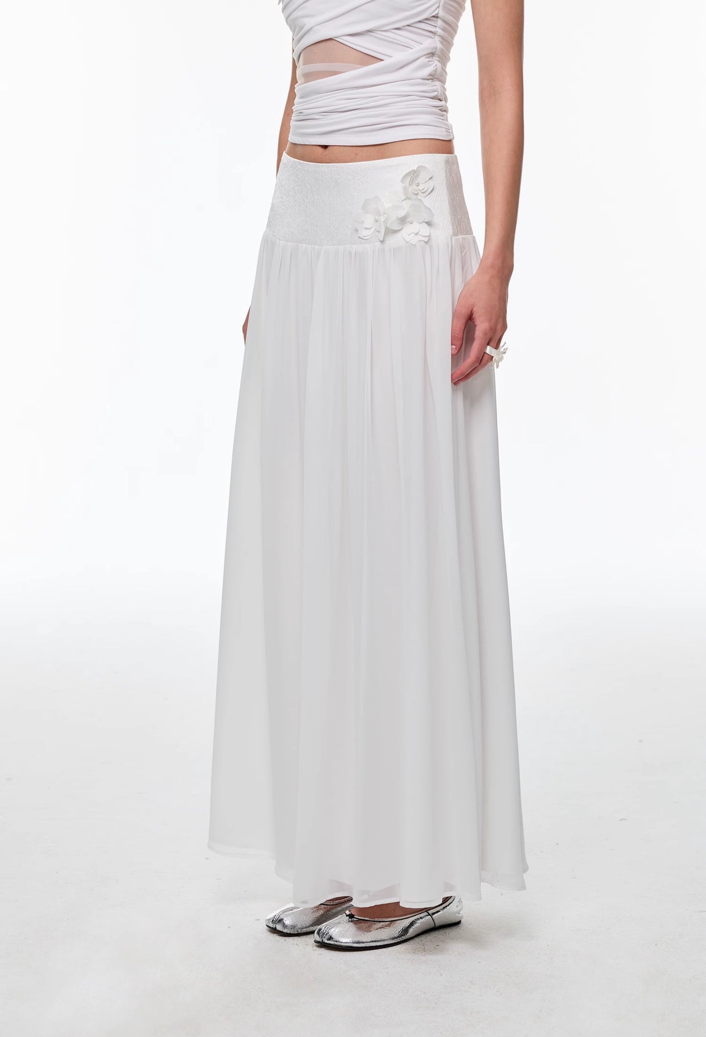 Flower White Long Skirt 4MU0142