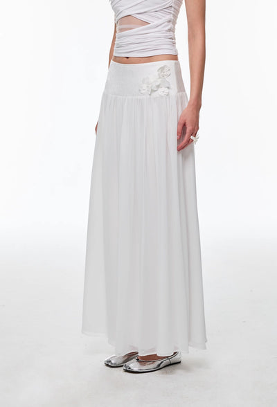 Flower White Long Skirt 4MU0142