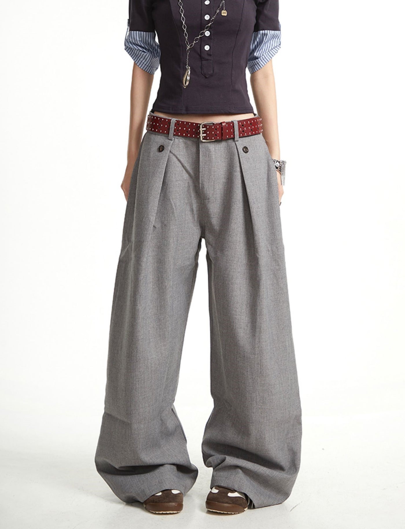 Classic Pleated Suit Wide-leg Pants UNC0267