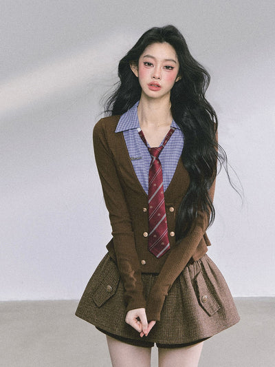 Fake Two-piece Polo Collar Knitted Shirt DIA0602