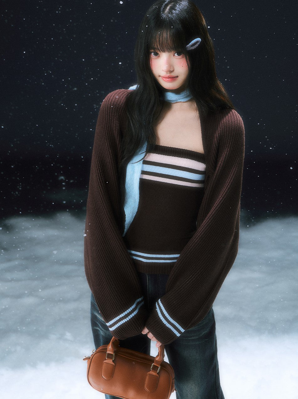 Brown Two-piece Layered Sweater WEE0103