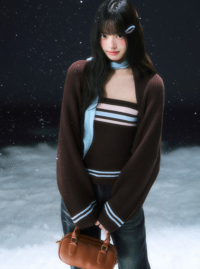 Brown Two-piece Layered Sweater WEE0103