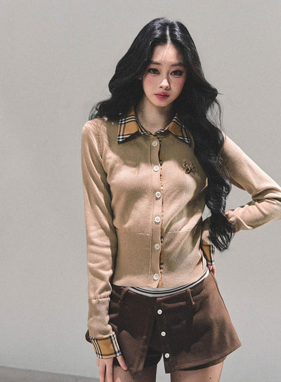 Plaid Shirt Collar Sweater DIA0682