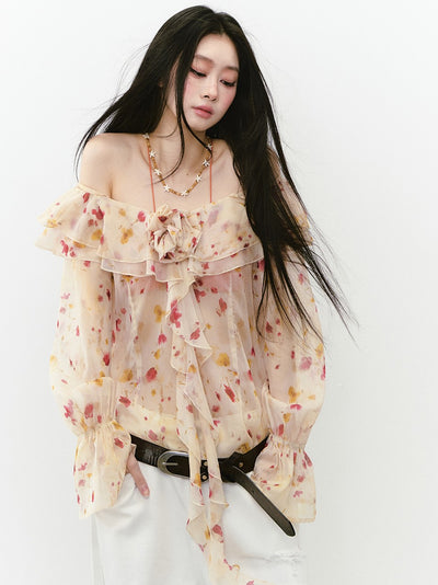 Flower Sling Chiffon Shirt/Underwear VIA0250