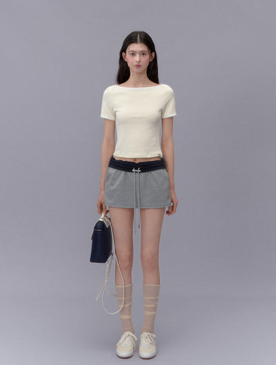 Contrast Color Casual Short Skirt LAL0215