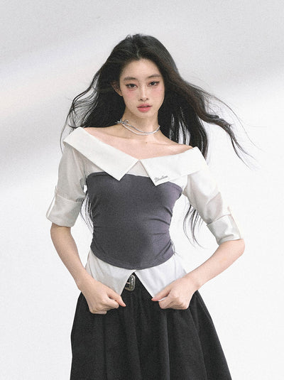 Large Collar Short-sleeved Shirt DIA0527