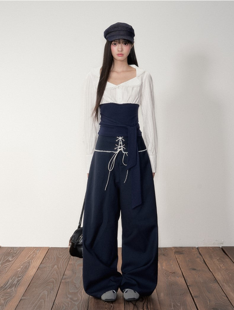 Contrast Shirt/Wide-leg Pants SOO0029