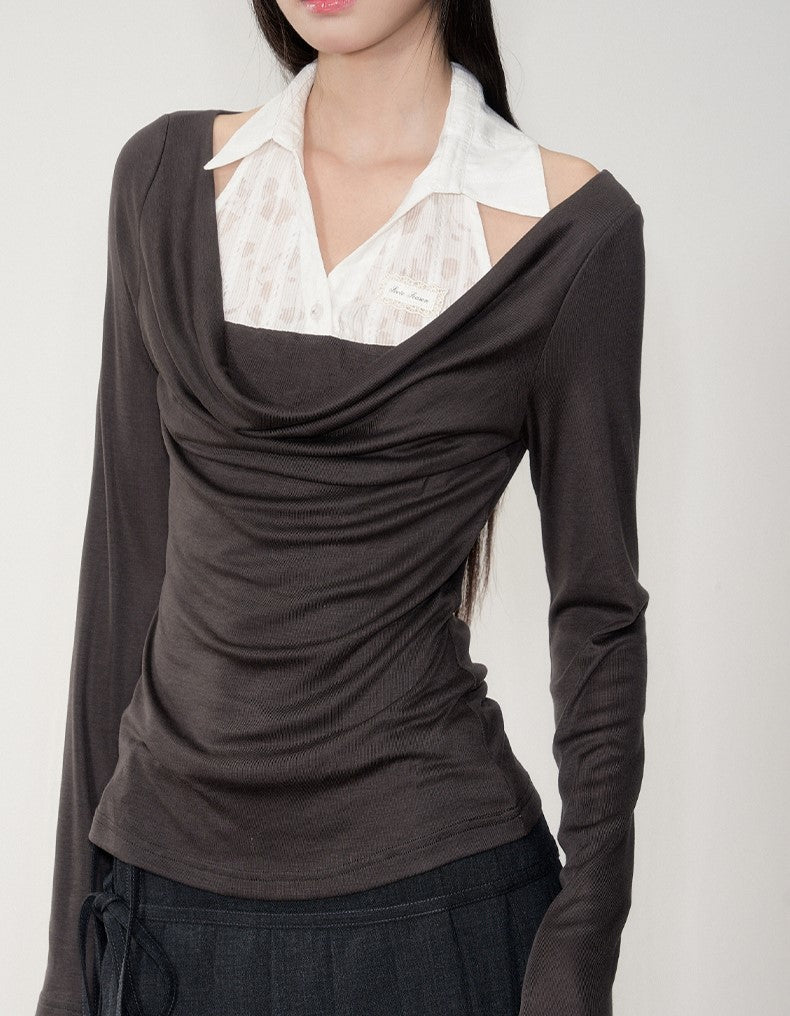 Fake Two-piece Slim-fit Top SOO0026