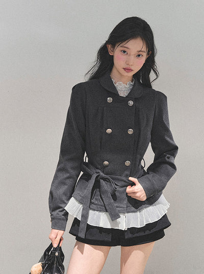 Gray French Style Suit Jacket DIA0764