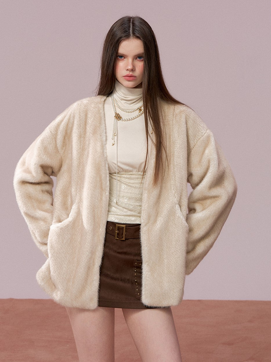 Gradient Fur Large Pocket Coat VIA0350