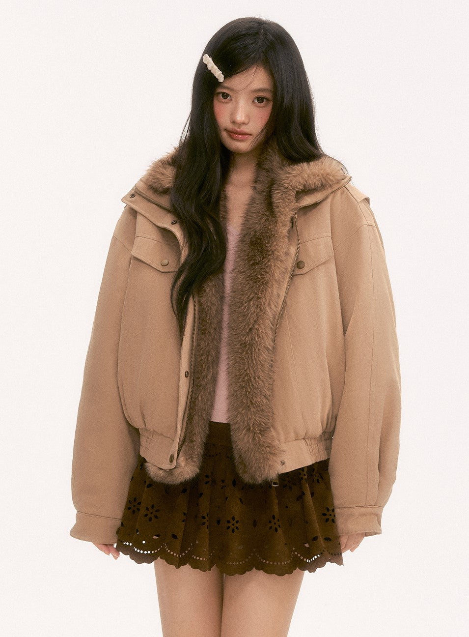 American Retro Patchwork Fur Thick Coat WEE0130