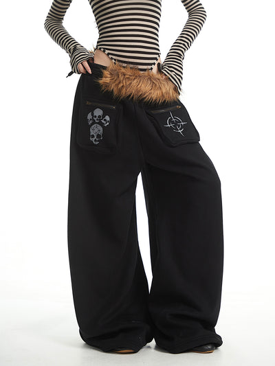 Skull Design Casual Wide-Leg Pants UNC0328